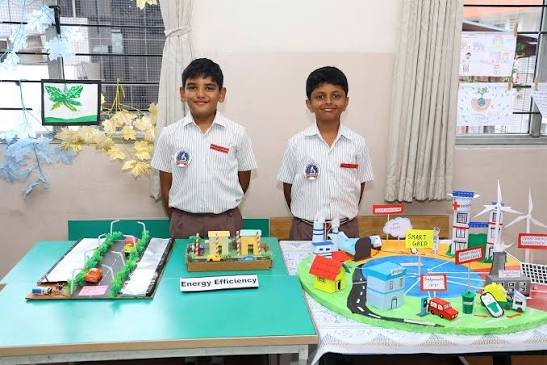 Students presenting their science projects at the Annual Science Fair 2025