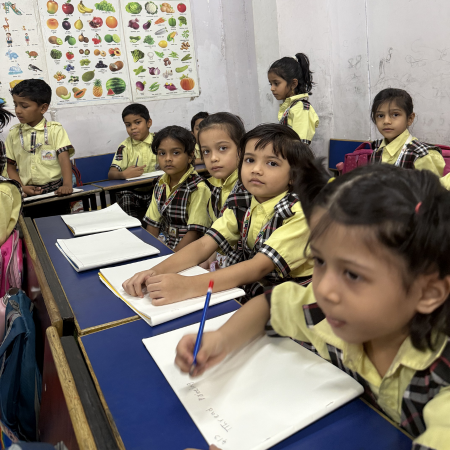 Happy child learning